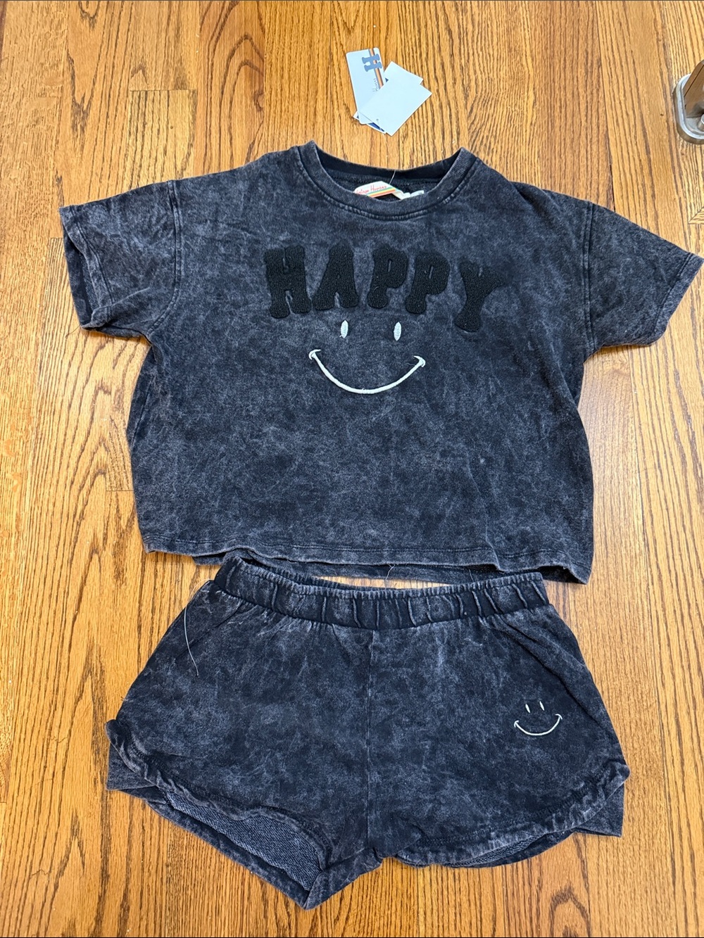 Vintage Havana Glamour Black Mineral-Wash Shorts and Crop Top